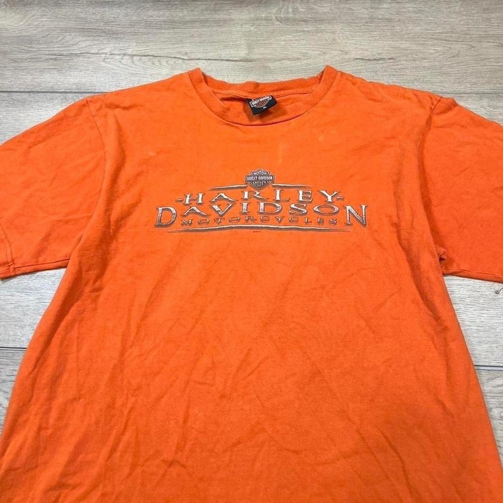 Harley Davidson T-Shirt Mens XL Orange Graphic Tee